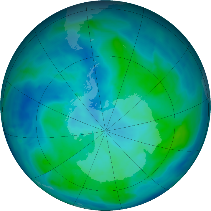 Antarctic ozone map for 24 February 2014